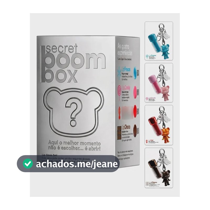 Secret Boom Box Gloss Labial Com Chaveiro De Ursinho Sortido Surpresa Blind Box Lacrada