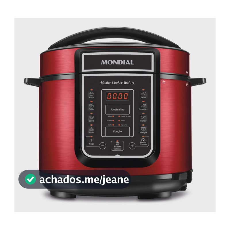 Panela de Pressão Elétrica Digital 5L, Mondial, 900W PE-39 Vermelho