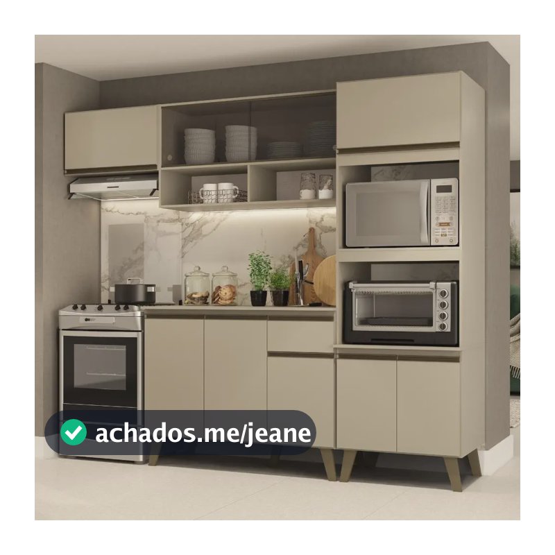 Armário De Cozinha Completa Atlanta Home Amêndoa Amêndoa