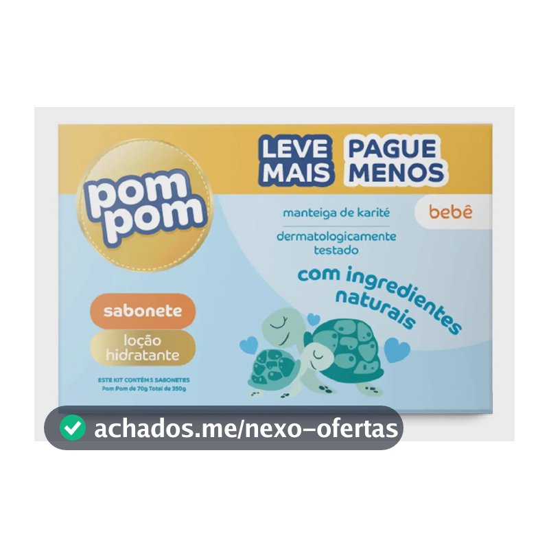 Kit Sabonete em Barra Pom Pom Manteiga de Karité com 5 Unidades de 70g