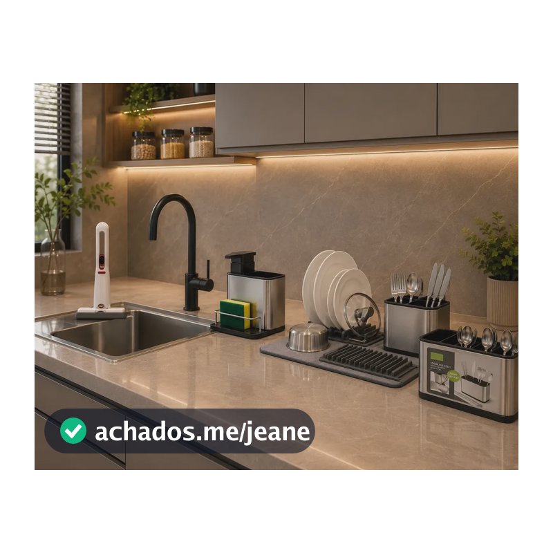 Kit Pia Cozinha Porta Esponja Escorredor Prato Talheres Inox Diversos