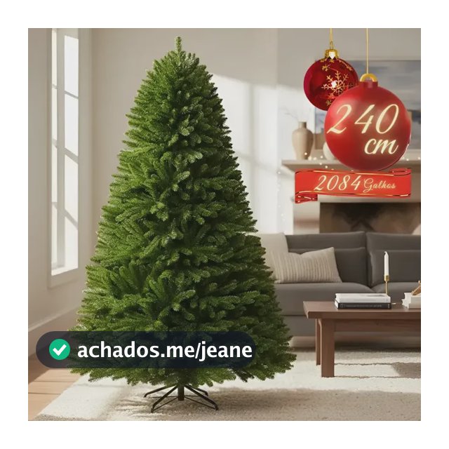 Árvore De Natal 240cm Fácil Montagem 2084 Galhos Articulados Verde