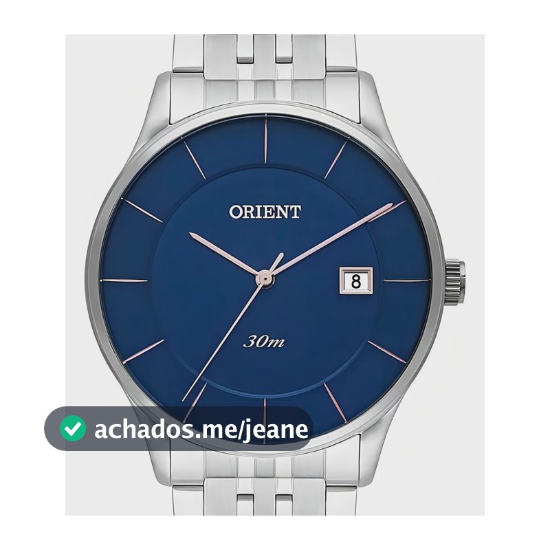 Relógio Masculino Prata Orient Fundo Azul Mbss1293
