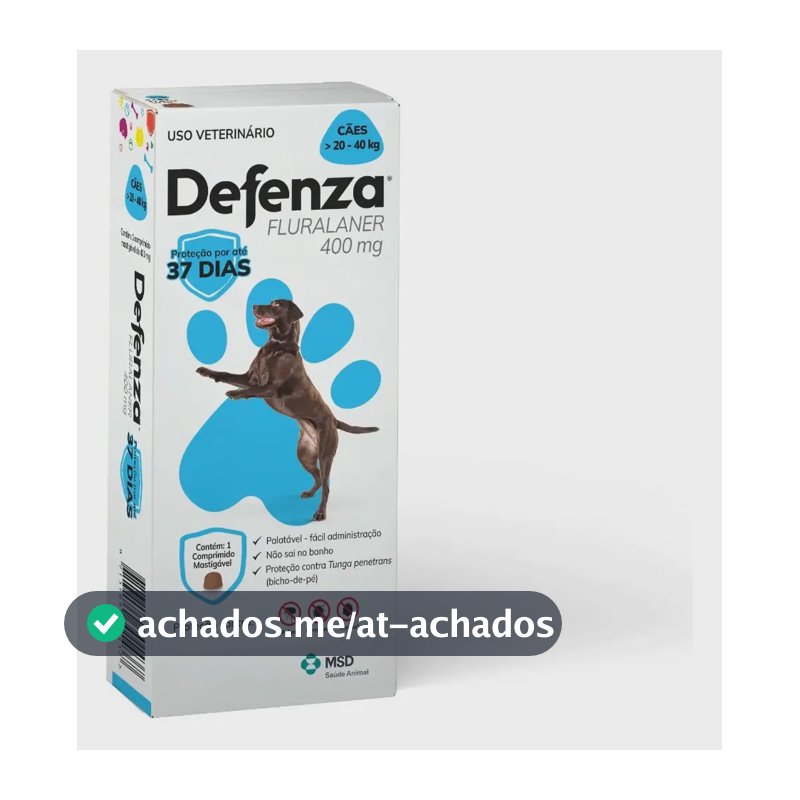 Defenza Antipulgas E Carrapatos Msd Cães 20 A 40 Kg Cor Azul