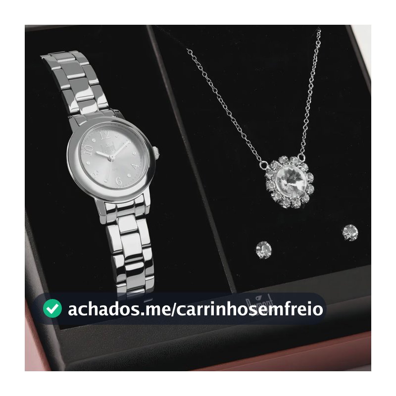 Kit Relógio Feminino Dumont Lady de Aço Prata com Pulseira