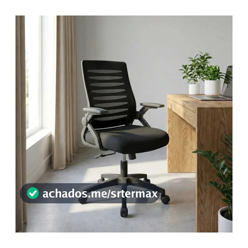 Cadeira de Escritório Astrella Sirius Ergonômica com Braços Rebatíveis e Encosto em Mesh Preta