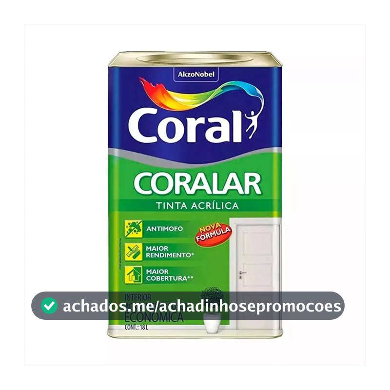 Latex acrílica tinta coral anti mofo branco 18l coralar branco fosco