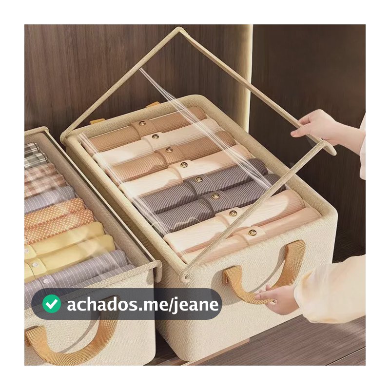 Kit 3 Caixa Organizadora Dobrável Com Tampa Bege