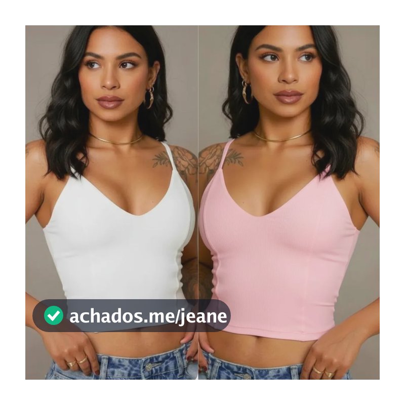 Kit 2 Top Com Bojo Regata De Alça Malha Premium Poliamida Branco E Rosa Candy Color Liso M