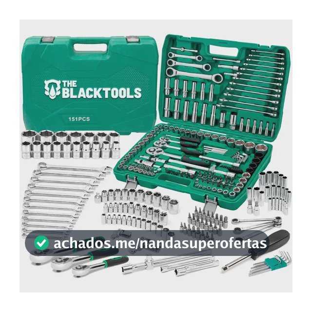 Jogo De Ferramentas Soquetes Encaixe 1/4 E 1/2 Pol. Catraca Reversível Aço Crv 151 Peças Maleta TKS151 The Black Tools