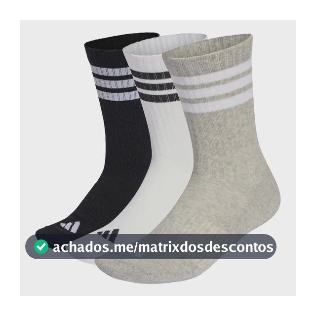 Kit 3 Meias adidas 3s Cano Alto - Original