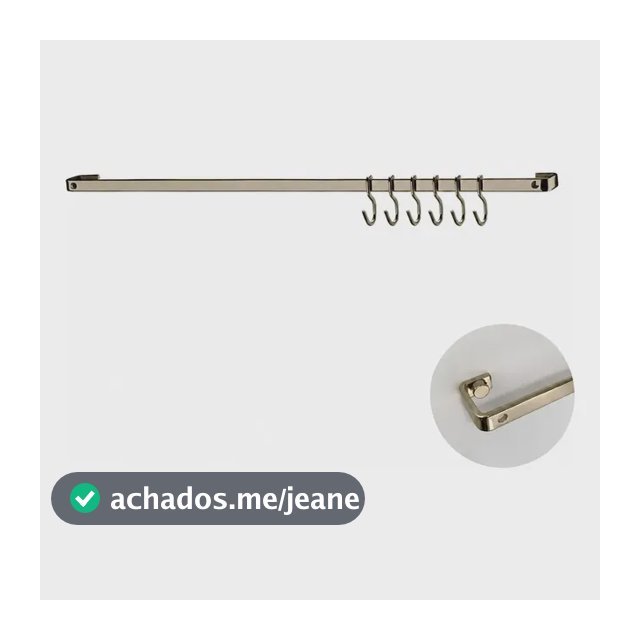 Barra de Cozinha Multiuso Future Dourada de 60 cm com 6 Ganchos