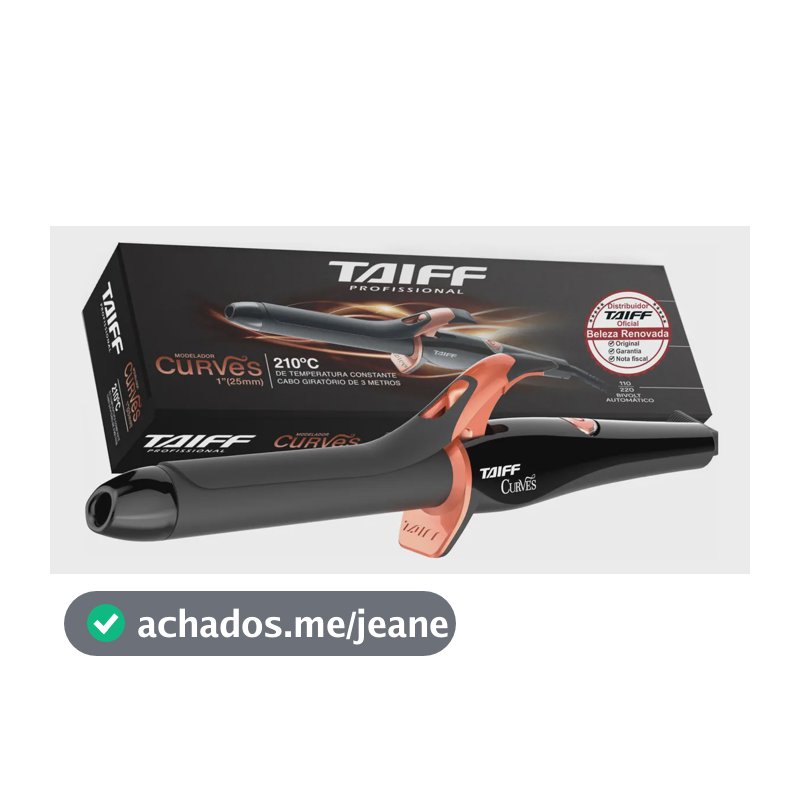 Modelador De Cachos Taiff Curves Cerâmica Preto 1 Polegada 25mm Bivolt