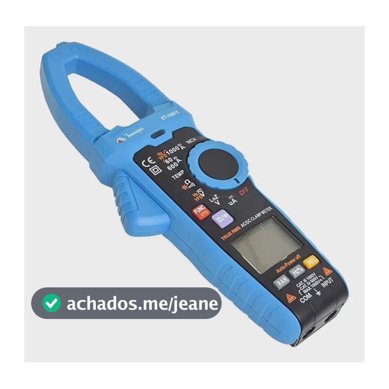 Alicate Amperímetro Digital Minipa ET-3367C True RMS 600A