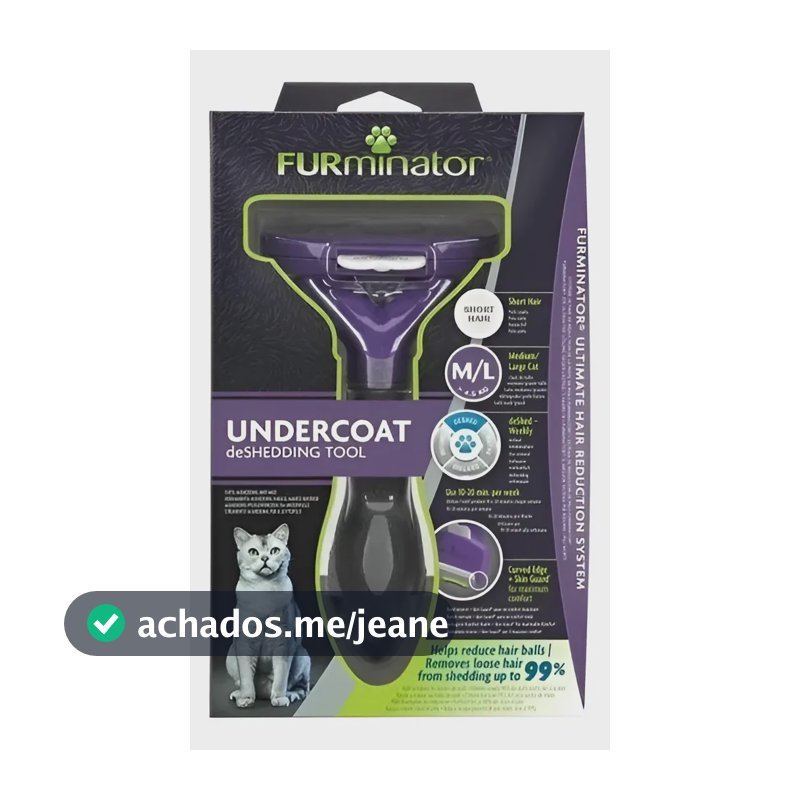 Escova Tira Pelo Furminator Gatos Pelo Curto Médio E Grande Cor Roxo