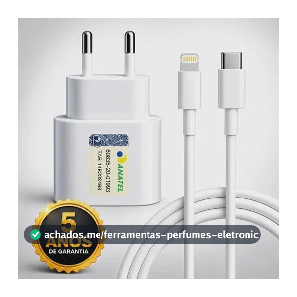 Carregador 30w Turbo Para iPhone 8 X Xr 11 12 13 14 Pro Max Fonte Usb C Cor Branca Dtimp