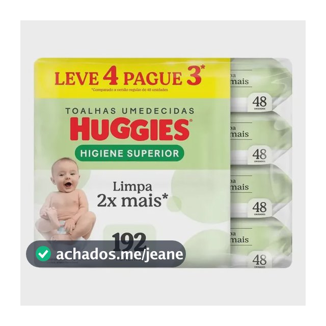 Lenços Umedecidos Huggies Higiene Superior - 192 unidades