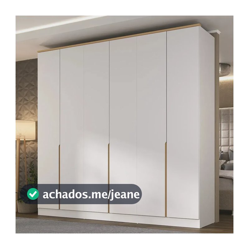 Guarda Roupa 6 Portas 4 Gavetas Logan Branco/olmo Cg