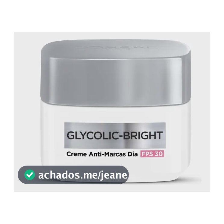 L'Oréal Paris Glycolic-Bright, Creme Anti-Marcas Dia FPS 30 com Ácido Glicólico e Niacinamida para Redução de Manchas e Uniformização da Pele, 49g
