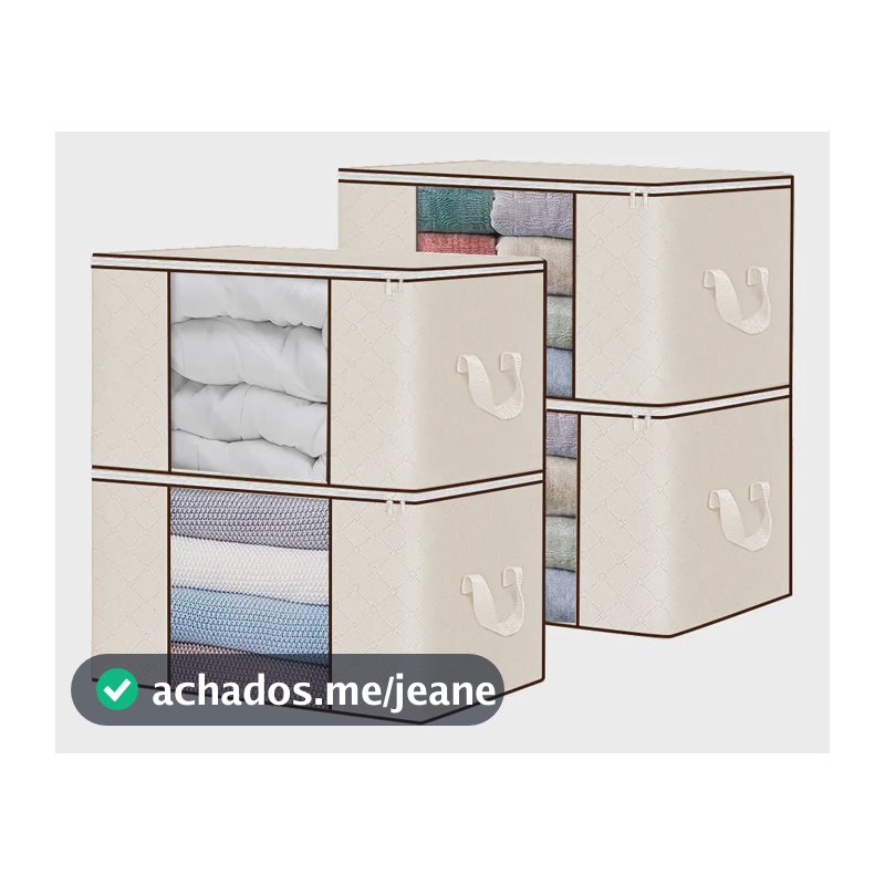 Kit 4un Saco Organizador Edredon Cobertor Multiuso Dobrável Bege