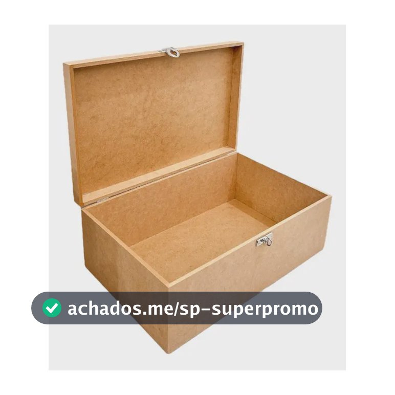 Caixa Grande Com Fecho Para Cadeado 40x25x15 Marrom Claro / Mdf Natural Nenhum