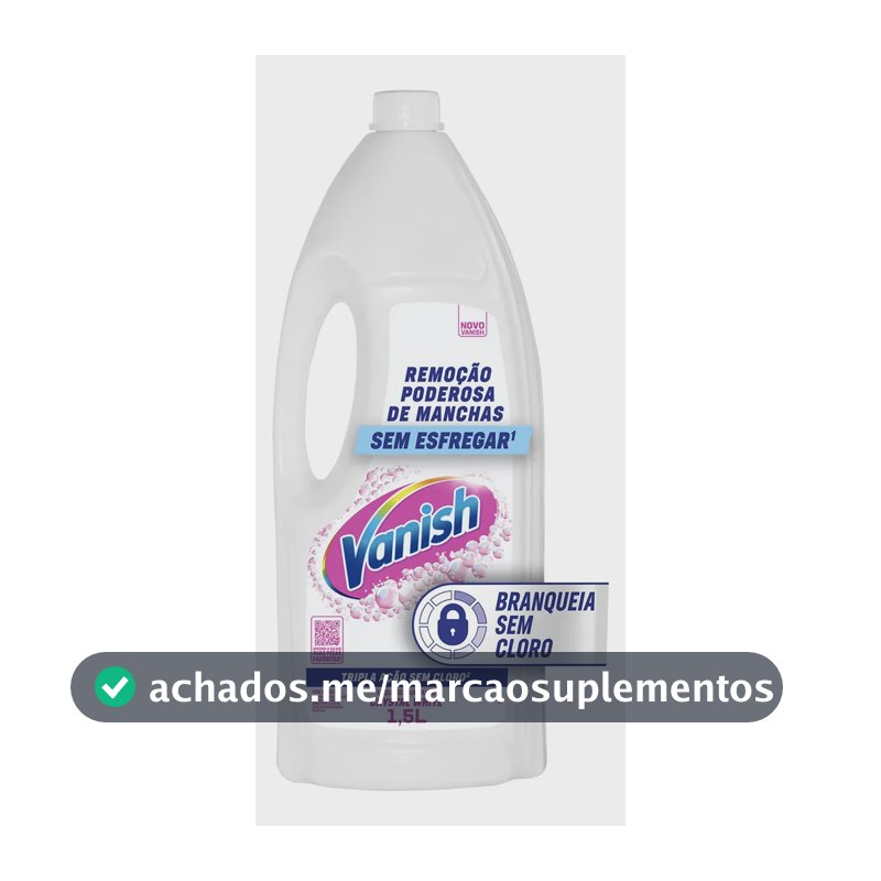 Tira Manchas Vanish Líquido Sem Cloro Crystal White para Roupas Brancas 1,5L
