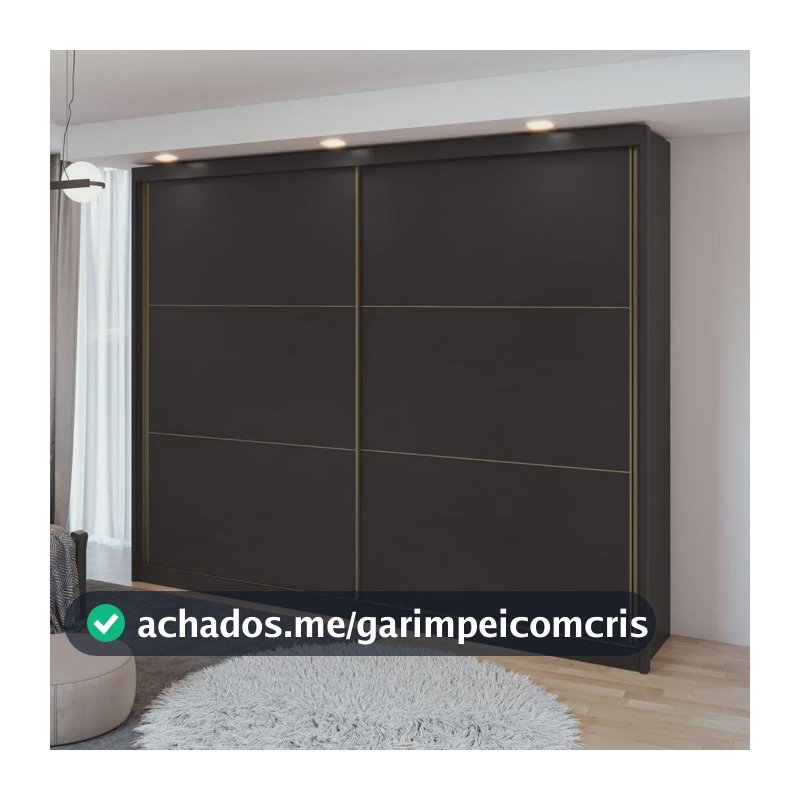 Guarda Roupa 2 Portas 6 Gavetas Toronto Preto Fosco Preto