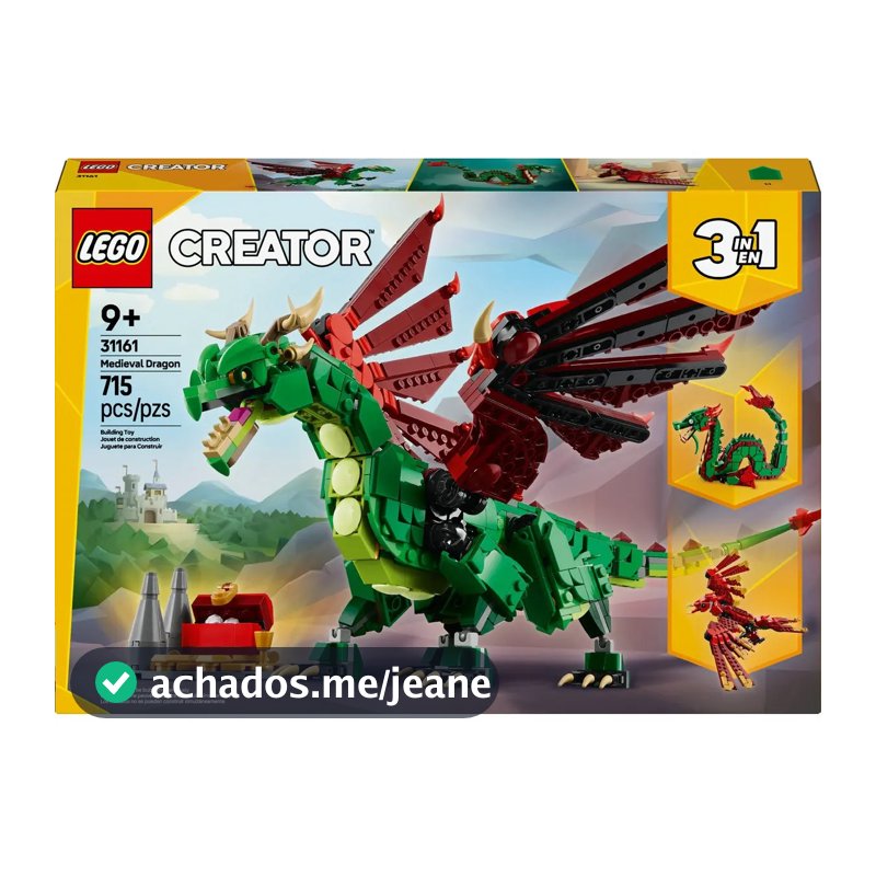 Bloco De Montar Dragão Medieval 3 Em 1 715 Peças Lego