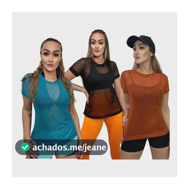 Kit 3 Blusas Tela Vaporosa Verão Poliamida Treino Sobrepor