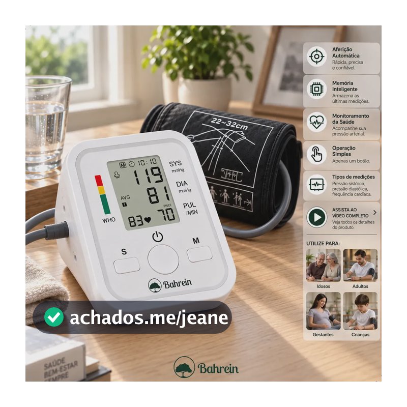 Aparelho de Pressão Digital Medidor de Pressão Arterial de Braço Automático Aparelho de Medir Pressão com Manguito Braçadeira Ajustável Monitor Cardíaco Uso Doméstico Para Adultos ou Crianças Bahrein