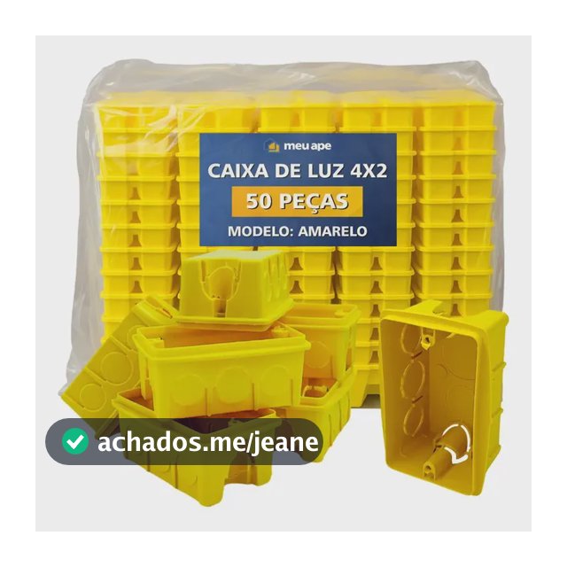 Kit 50 Caixas de Luz 4x2 Amarela Reforçada Tomada Interruptor Embutir Meu Ape Store