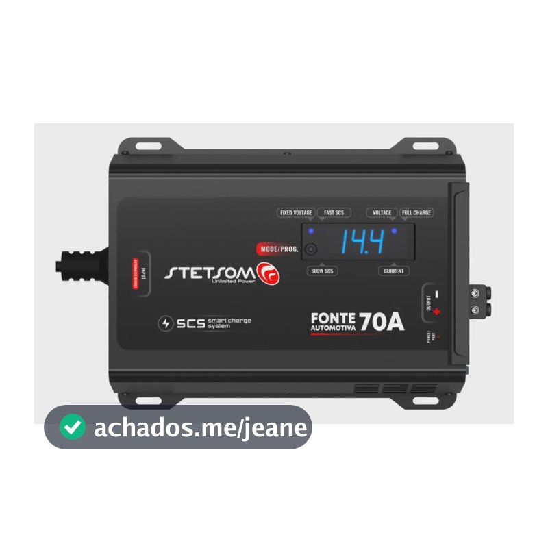 Fonte Carregador Stetsom Infinite 70A para Som Automotivo Bivolt com Cooler