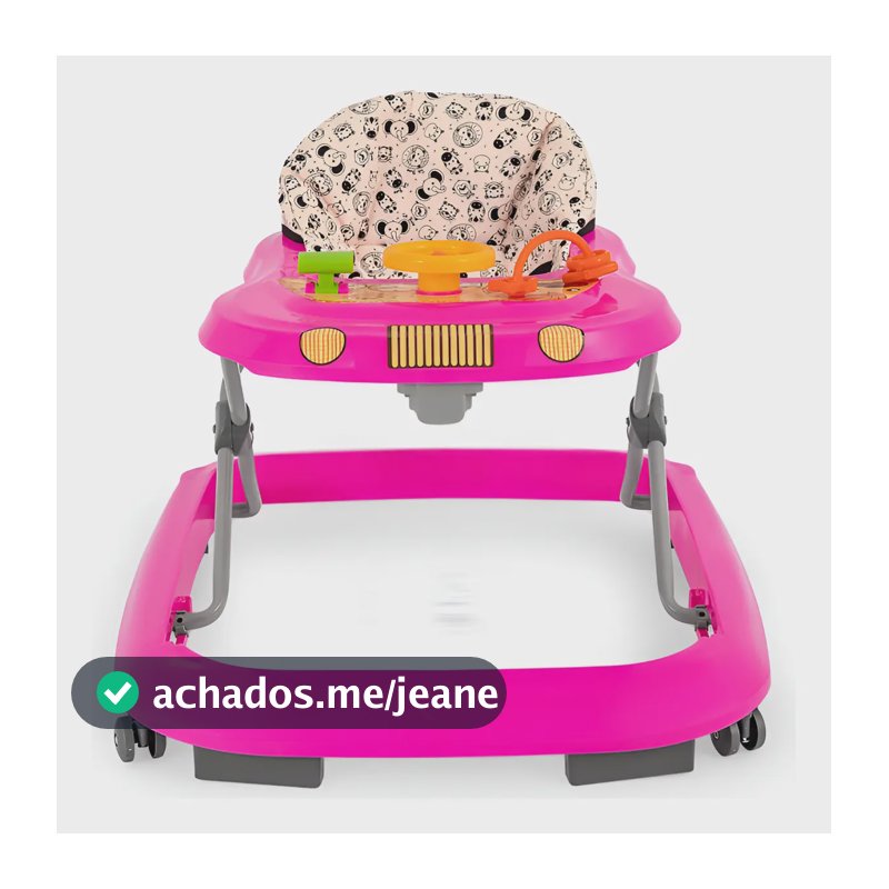 Andador Infantil Musical Disquinho Andajar Brinquedo com freio Até 12 Kg Safari ll Rosa Tutti Baby