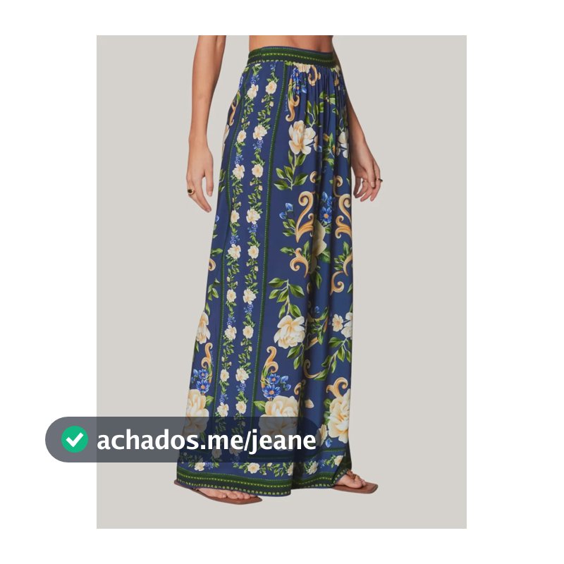 Farm Feminino Calca Pantalona Flor Celeste E Flor Celeste_az Lual Florido P