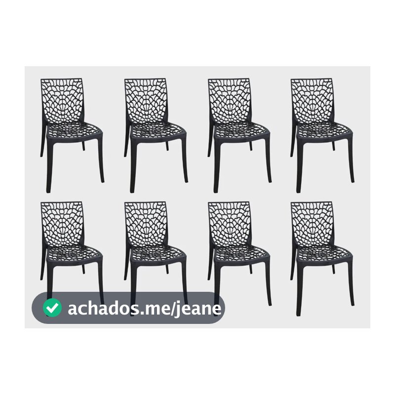Kit 08 Cadeiras Gruvyer Sala De Jantar Estar Cozinha Gruvyer Preto