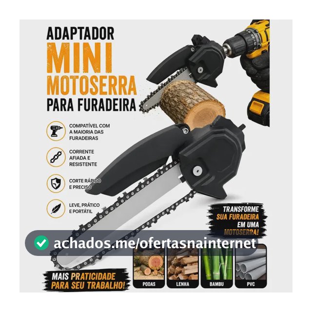 Mini Motosserra Adaptador Preto P/ Furadeira 1.8 Kw 15.24 Cm Preto 127/220v