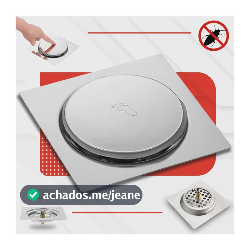 Ralo Click 10x10 Inteligente Pop Up Inox Oculto Invisível Para Banheiro E Cozinhas Anti Odor Acabamento Premium Marca Edicasa