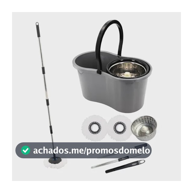 Mop Balde Giratório Inox 9l C/ 2 Refis Microfibra Limpeza