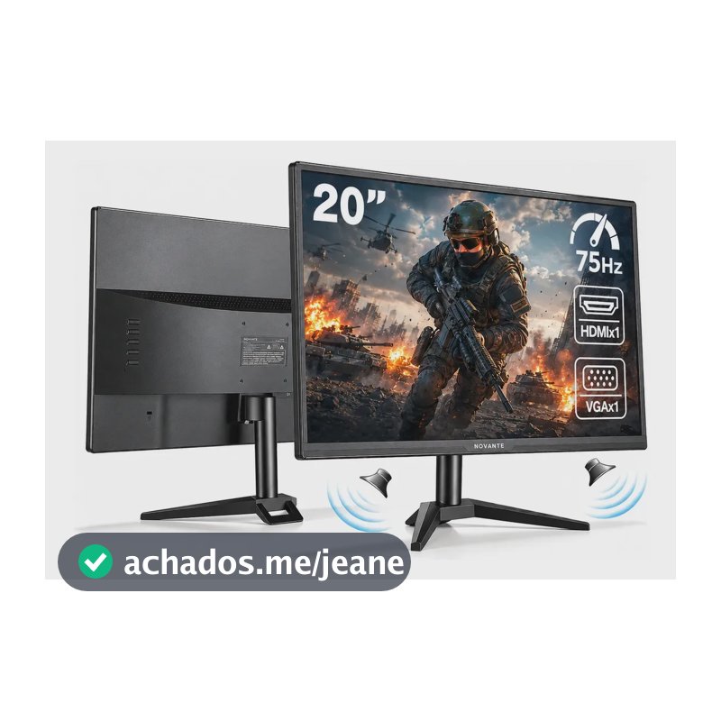 Monitor Gamer Novantes De 20" Com 75hz, 5ms E Alto-falantes Integrados Preto