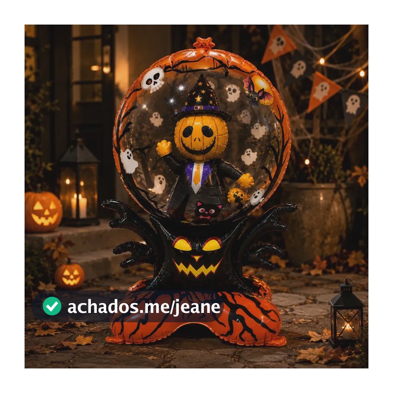Balão Metalizado Inflável Halloween Gigante Decoração Festa Abóbora