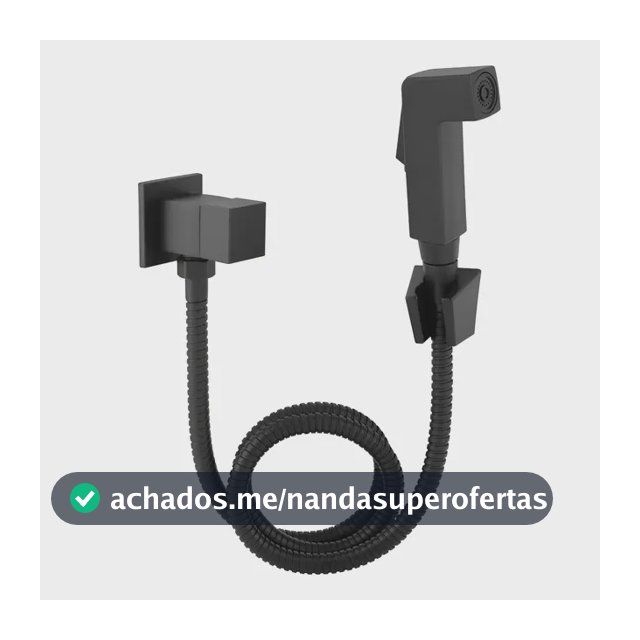 Ducha Higiênica Luxo Metal Preto Fosco Quadrada Mangueira 1.2m