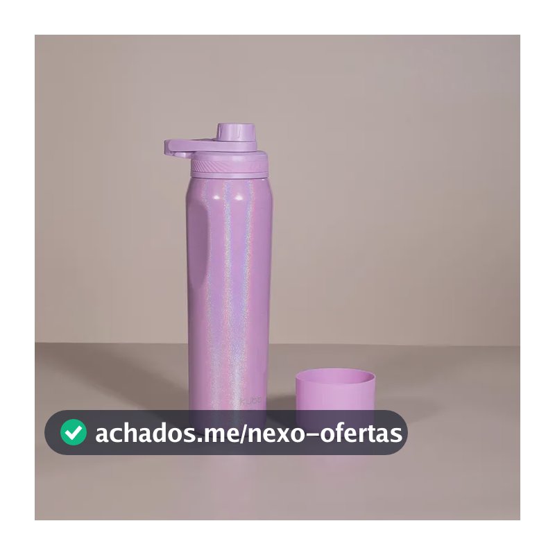 Garrafa Térmica Hydra K2 Rainbow 650ml Kubb em Aço Inox Com Protetor de Silicone Perolada Holográfica Parede Dupla com Isolamento à Vácuo Mantém Quente 12H e Fria 24H Tampa Rosqueável Cor Lilás