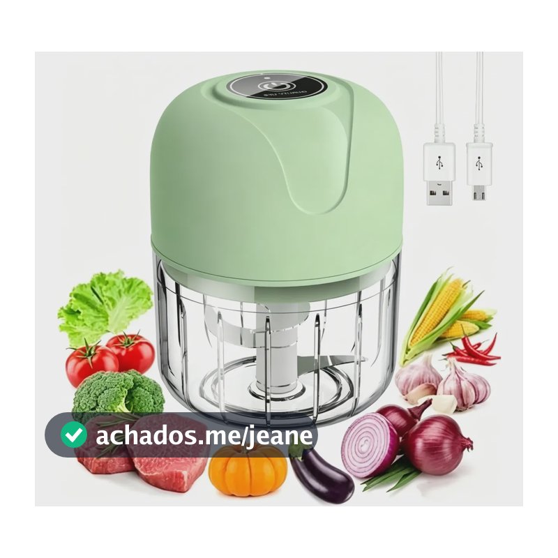 Picador Elétrico Usb 250ml Processador Para Alho Carne Verde 3.7v