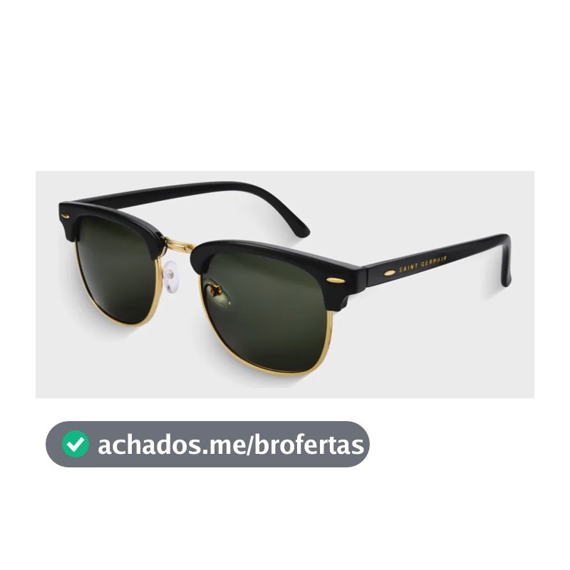 Óculos de Sol Quadrado Clubmaster Soho Green Black, da Saint Germain, em Metal Preto