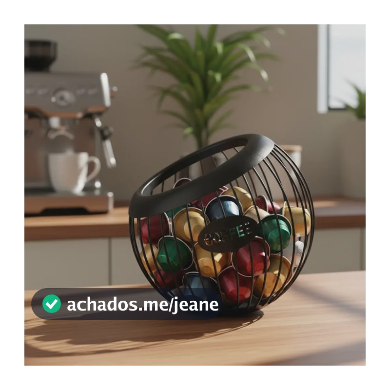 Cesta Organizadora De Capsula Café Ferro Moderno Suporte Preto
