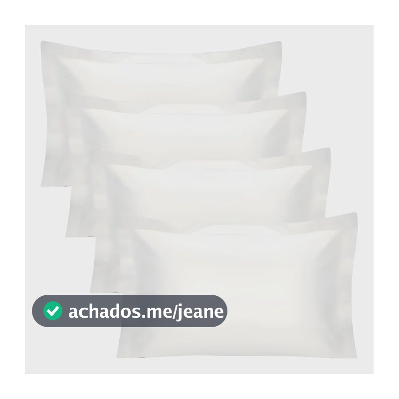 4 Fronhas 4 Abas Percal 600 Fios 100% Algodão Egípcio 50x70 Cor Branca Casablanca Com Aba 5cm 80x60cm