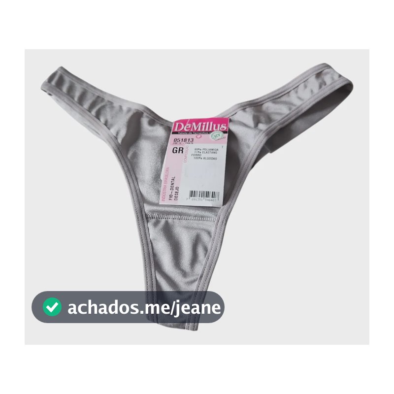 Calcinha Fio Dental Demillus Desejo Feminino Prata Gr