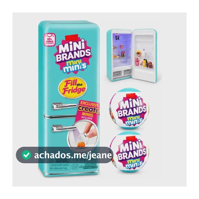 Mini Geladeira Minis Brand Com 2 Cápsulas Surpresas Coleção Azul-turquesa