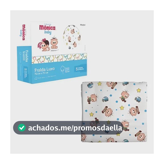 Kit 5 Unidades De Fraldas De Pano Turma Da Mônica Bebê Luxo