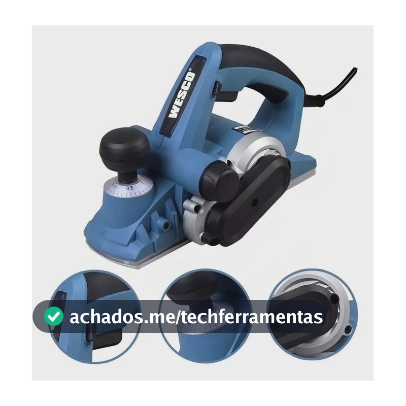 Plaina Elétrica 82mm 900W Wesco WS5343 com Guia e Facas